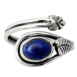 Adjustable - Natural Lapis Lazuli 925 Sterling Silver Ring s.6 Jewelry R-1276 - Picture 1 of 5