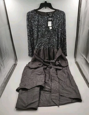 NEW Pisarro Nights Women's Beaded Bodice Gown - Charcoal Grey - Size 10 (C3-C7) - Image 1 of 4