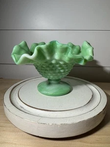 VTG Fenton? Hobnail Compote Jadite Slag Glass  - Bild 1 von 4