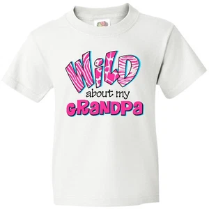 Inktastic Wild About Grandpa Youth T-Shirt Grandpas Girl I Love Cow Giraffe Tee - Picture 1 of 6