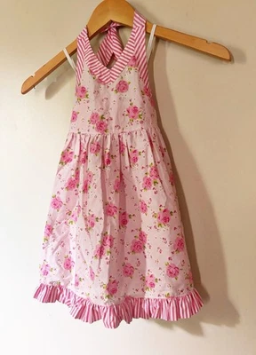 Vestido Floral Rosa Rayas Laura Ashley TALLA 2T Halter Sin Mangas Foto 1 de 3