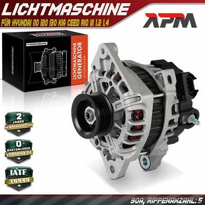 Alternatore Generatore 90A Per Hyundai I10 I20 I30 KIA Ceed Rio III 1.2 1.4 - Immagine 1 di 4