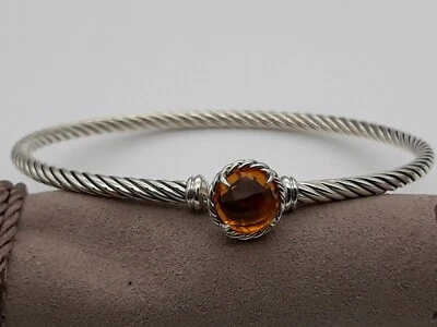 David Yurman Chatelaine 3mm Bracelet with Citrine Sterling Silver Size Small - Image 1 of 4