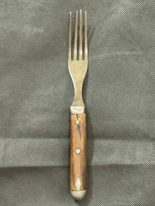 Antique Civil War Era Wood Handled Four Prong Fork Eating Utensil - Picture 1 of 8
