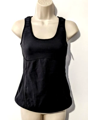 Camiseta sin mangas/sujetador deportivo activo Lucy para mujer talla S negra mezcla de nailon malla elástica trasera usado en excelente estado Foto 1 de 4