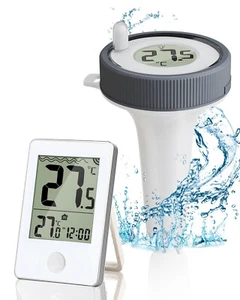 Wireless Floating Pool Thermometer Set Outdoor Temperature LCD Digital Monitor - Picture 1 of 6