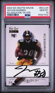 2023 Wild Card Matte Jaylen Warren /5 Auto PSA 10 Gem Whatnot Hobby Gold Foil SP - Picture 1 of 2