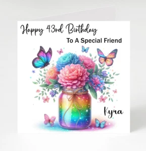 Personalised Birthday Card, Butterfly Birthday card for Friend, Bestie, Mum - Picture 1 of 3