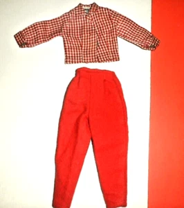 IDEAL TAMMY FAMILY RED CHECK BLOUSE & RED WOOL SLACKS doll clothes outfit - Picture 1 of 2