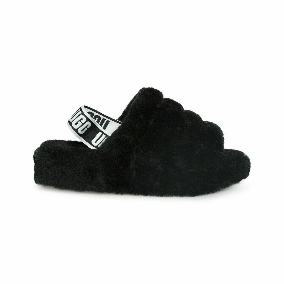 UGG Australia Fluff Yeah Women's Slide Sandal, Size US 7 - Black
