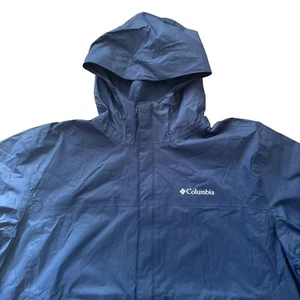 COLUMBIA Watertight II Omni-Tech Waterproof Navy Hooded Rain Jacket Men's 2XL - Picture 1 of 12
