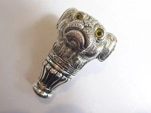 Novelty Silver Plated Pug Dog Perfume Bottle - Picture 1 of 11