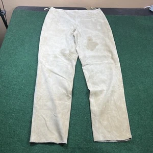 B&J Tan Solid Leather SUEDE Straight Leg Pants L Regular Size 10 32x28 - Picture 1 of 14