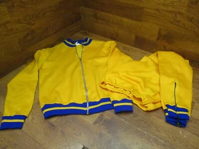 NOS VINTAGE FULL ZIP CYCLING TRACK SUIT - YELLOW & BLUE STRIPES - Image 1 of 4