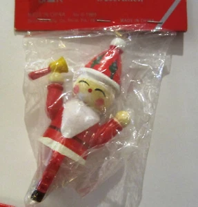 Vintage 1984 Holz Brite Stern Weihnachtsmann Weihnachtsschmuck NOS - Bild 1 von 1
