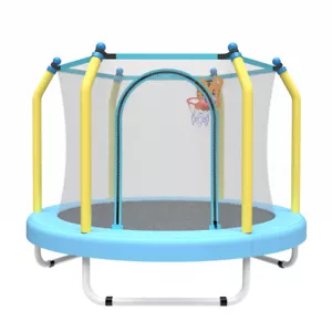 55-inch Trampoline Indoor Outdoor Small Toddler Trampoline with Basketball Hoop - Picture 1 of 11