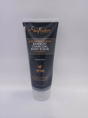 批量 2 件 乳木果保湿 非洲黑皂 竹炭 身体磨砂 6 盎司 — 第 1/2 张图片