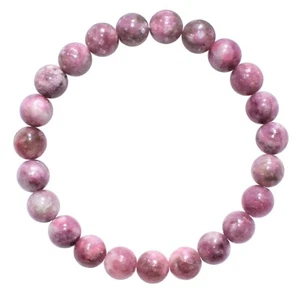 Premium CHARGED Lepidolite Crystal 8mm Bead Stretchy Bracelet + Selenite Heart - Picture 1 of 6