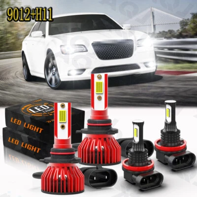 For Chrysler 300 2011-2014 White Combo LED Headlights + Fog Lights Bulbs Kit 6k - Image 1 of 4