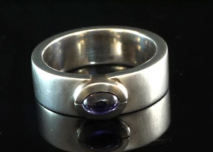 Ring 925 Sterling Silber  Ring mit Iolith Stein in Palladium Fassung Gr 58 - Bild 1 von 3