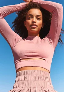 NEW Free People Movement Cut It Out Long Sleeve Top in Pink XL $90 | SS-154 - Picture 1 of 3