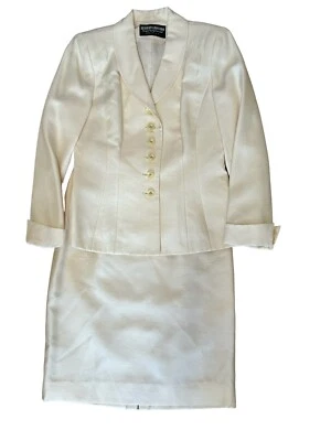 Herbert Grossman by Cynthia Sobel Vtg Silk Antique Ivory Skirt Suit Size 6-NWOT - Image 1 of 4