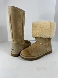 UGG Australia CLASSIC TALL Chestnut Suede Sheepskin Boots US 8 #5815 - Picture 1 of 8