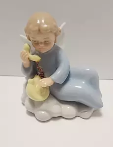 Bellissimo angelo vintage in porcellana/ceramica al telefono - raro 2,5” X3,2” circa - Foto 1 di 8