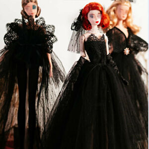 Black Style 1/6 Doll Clothes Handmade Wedding Dress 11.5" Dolls Outfits Gown Toy