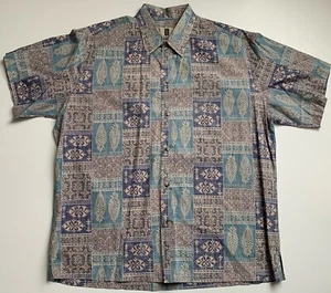 Tori Richard Honolulu Blue Tropical Short Sleeve Button Down Shirt Sz XL Mens - Picture 1 of 9