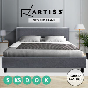 Artiss Bed Frame Queen Double King Single Mattress Base Wooden Fabric Leather