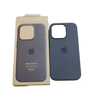 New Apple iPhone 15 Pro Silicone Case MagSafe Winter Blue Phone Case Open Box - Picture 1 of 13
