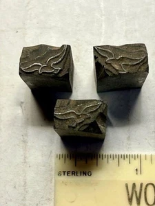 3 Vintage Letterpress Printing Blocks Flying Gull Bird Lead - Picture 1 of 3