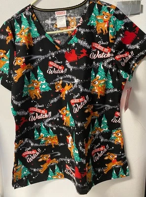 RUDOLPH The red Nose Reindeer Unisex Scrub Top Size: Small - Image 1 of 4