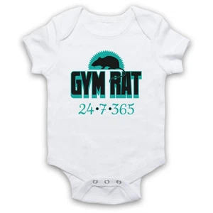 GYM RAT FITNESS BODYBUILDING POWERLIFTING TRAINING 24/7 BABY GROW BABYGROW GIFT - Picture 1 of 10