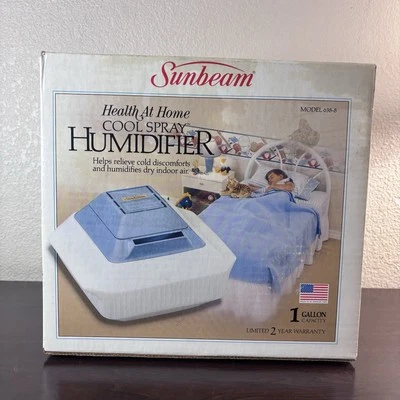 Sunbeam Humidifier Cool Spray Mist 1 Gallon Model 638 with box Blue Vintage - Image 1 of 4