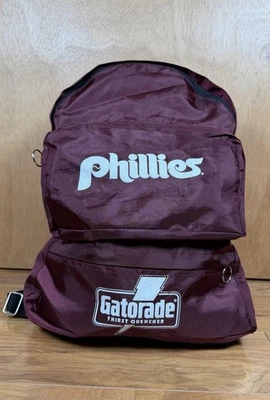 Винтажный 80-х 90-х Philadelphia Phillies логотип MLB темно-бордовый рюкзак Gatorade путешествий РЕДКАЯ - Изображение 1 из 4