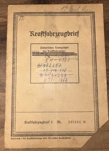 Rare 1935 WW2 German Opel Personenwagen Auto Registration Kraftfahrzeugbrie RARE - Picture 1 of 8