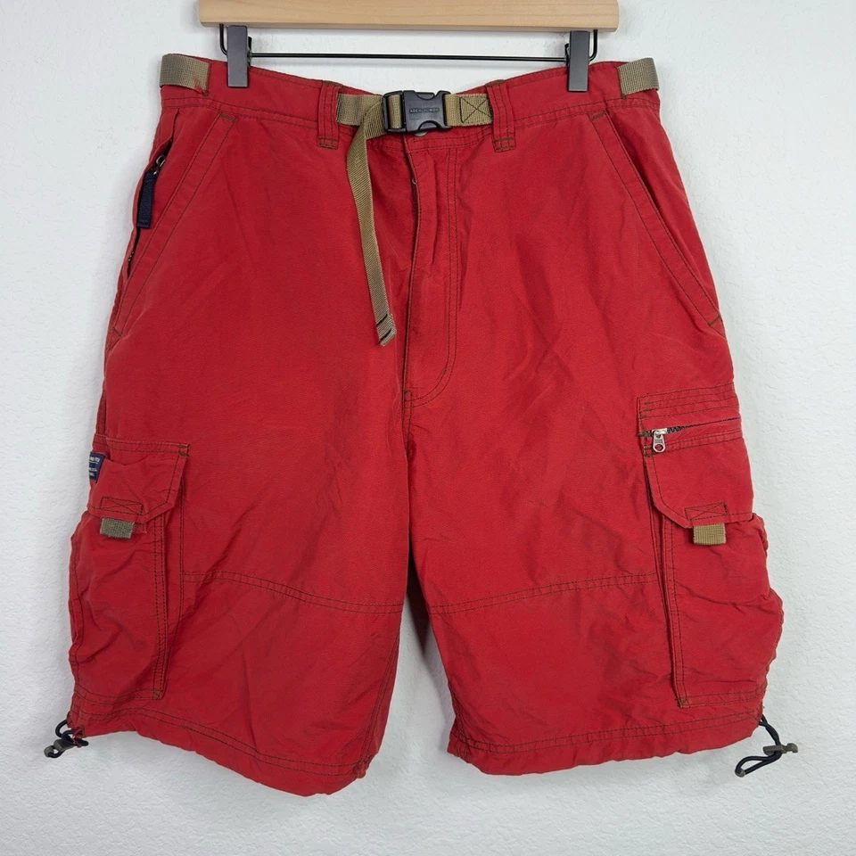 Abercrombie & Fitch Shorts Men M Red Cargo Y2K 90s Utility Paratrooper Baggy - Image 1 of 4