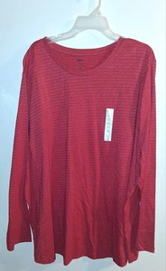 NWT Sonoma Red Stripe Long Sleeve Blouse Sz 4X - Picture 1 of 3