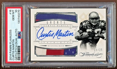 2014 Panini Flawless Curtis Martin /25 Greats Patch Auto PSA 10 *POP 1* - Image 1 of 2