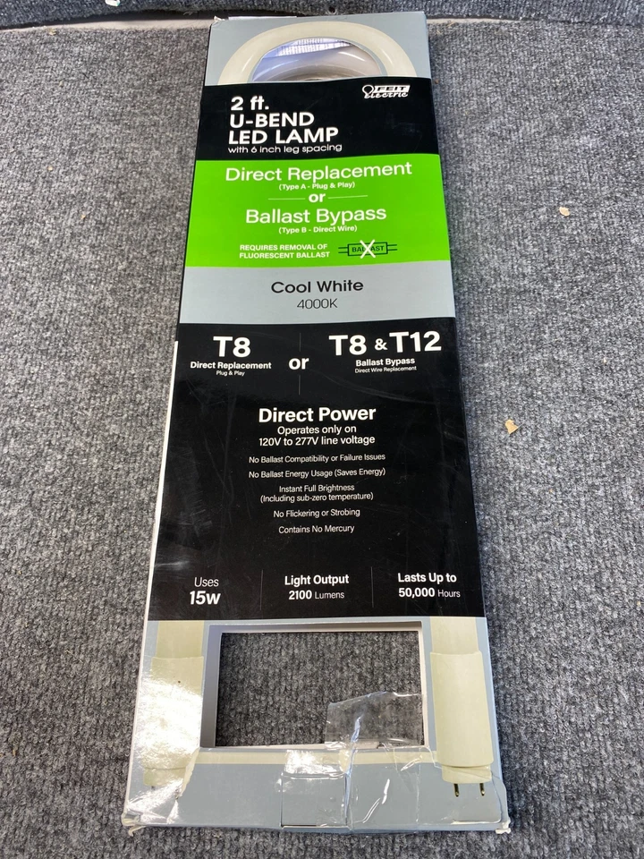 Feit Electric LED 15W T8/T12 U-Bend Ballast Bypass Bulb, 4000K, - Image 1 of 3