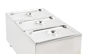 SOPORTE CALENTADOR DE ALIMENTOS 3 SARTENES 1/3 SARTENES Y TAPAS INC - Imagen 1 de 9