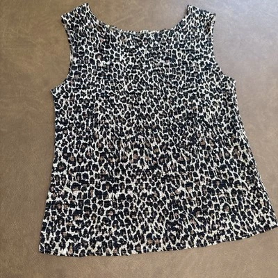 Top informal Corner Annex para mujer LG sin mangas concha arrugada estampado animal usado en excelente estado Foto 1 de 4