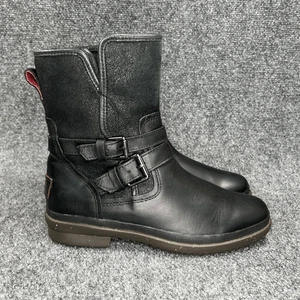 UGG Simmens Boots Women's 6.5 Black Leather Waterproof Buckle Insulated Winter - Picture 1 of 15