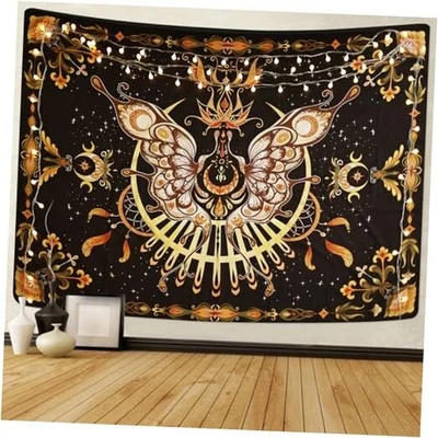 CHDGDHC Tapiz Polilla Mariposa, Floral Hippie 47.6"L x 35.4"W Naranja Sin Marco Foto 1 de 4