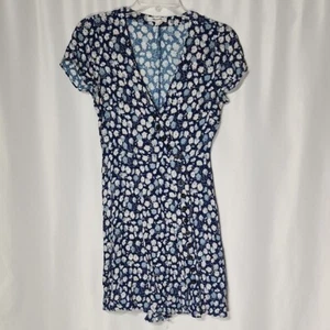 Madewell Women Button Up Floral Flowy Dress Blue Pink V Neck Womens Size 0 - Picture 1 of 6