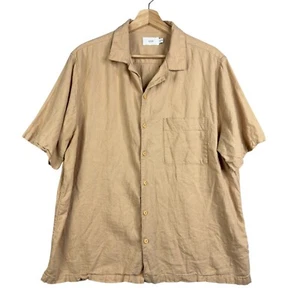 Onia Men's Size XL Beige Short Sleeve Shirt Button down casual top Linen blend - Picture 1 of 4