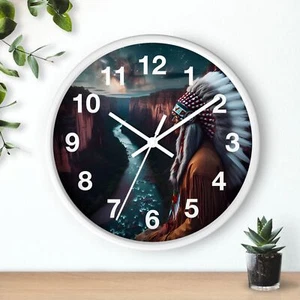 Grand Canyon Native Indain Meditates the Spirit Art Wall Clock All Wood Frame  - Picture 1 of 19