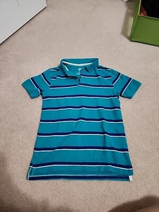 J. Khaki Boys Green Blue Stripe Polo Short Sleeve Collard Shirt Size Medium - Picture 1 of 3